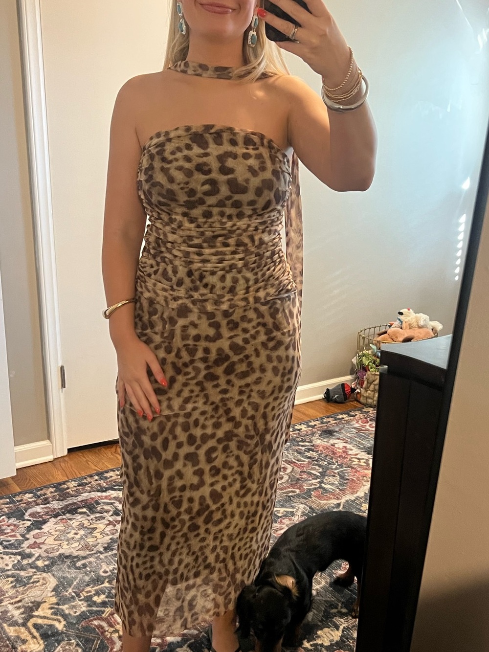 Zara Leopard Print Strapless Midi two piece set